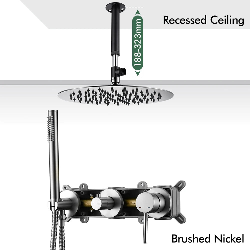 Gunmetal Shower Faucet 8-16 Wall Mounted Concealed Control