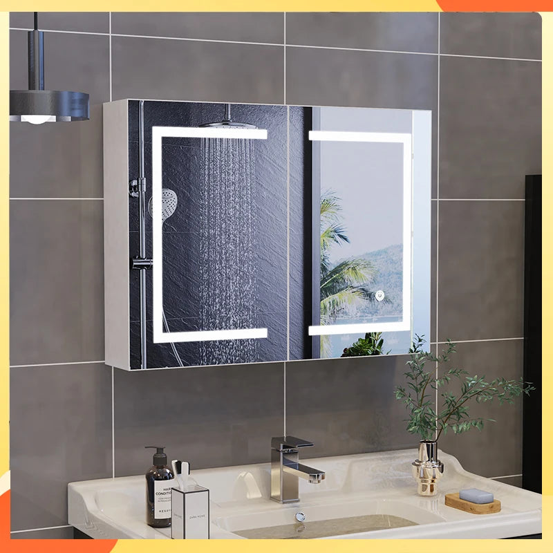 Anajqaqia Bathroom Wall Cabinet Mirror Featuring Led Lighting
