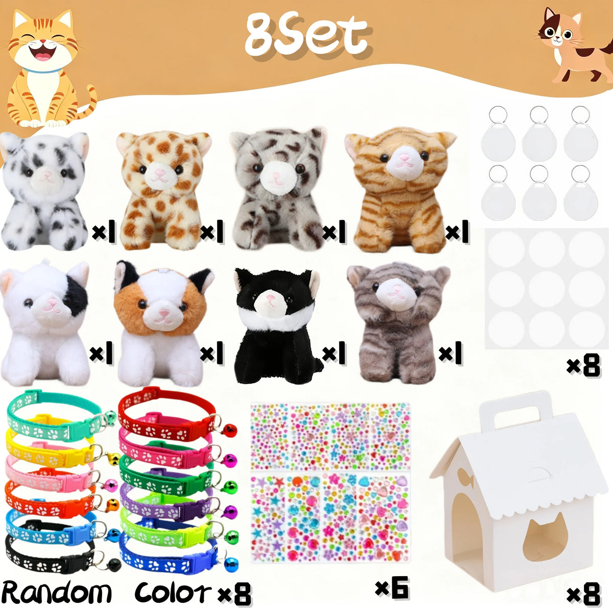 8-32set Adopt Kitten Party Favors Cat Stuffed Animals