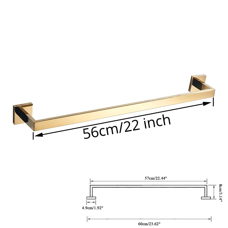 Bathroom Hardware Gold Bathrobe Hook Towel Rail Bar