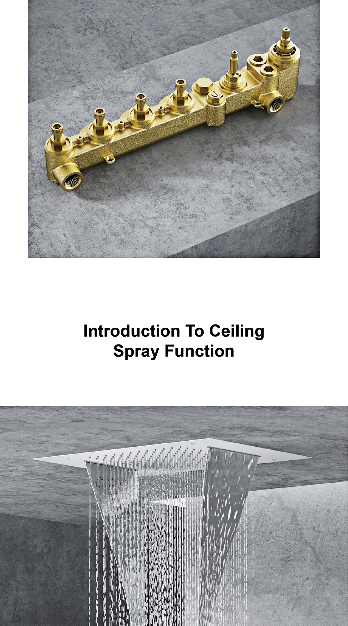 Luxury Gun Grey Brass Thermostatic Shower System Ceiling-Embedded