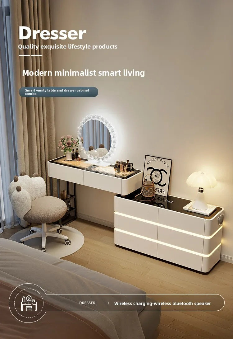 Modern Dressing Table Vanity Desk Wireless Charge Station
