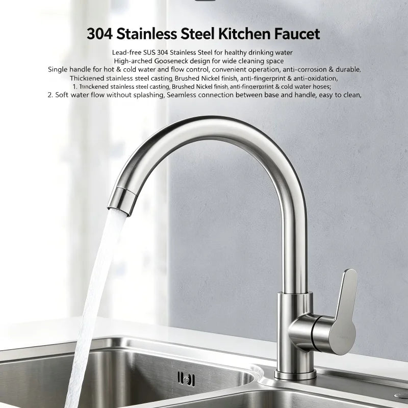 Punch-Free Black Nickel Bathroom Sink Faucet 360 Rotatable