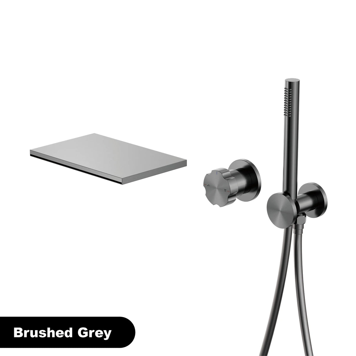 Minimalist Design Gun Grey Brass Wall-Mounted Concealed Bathtub