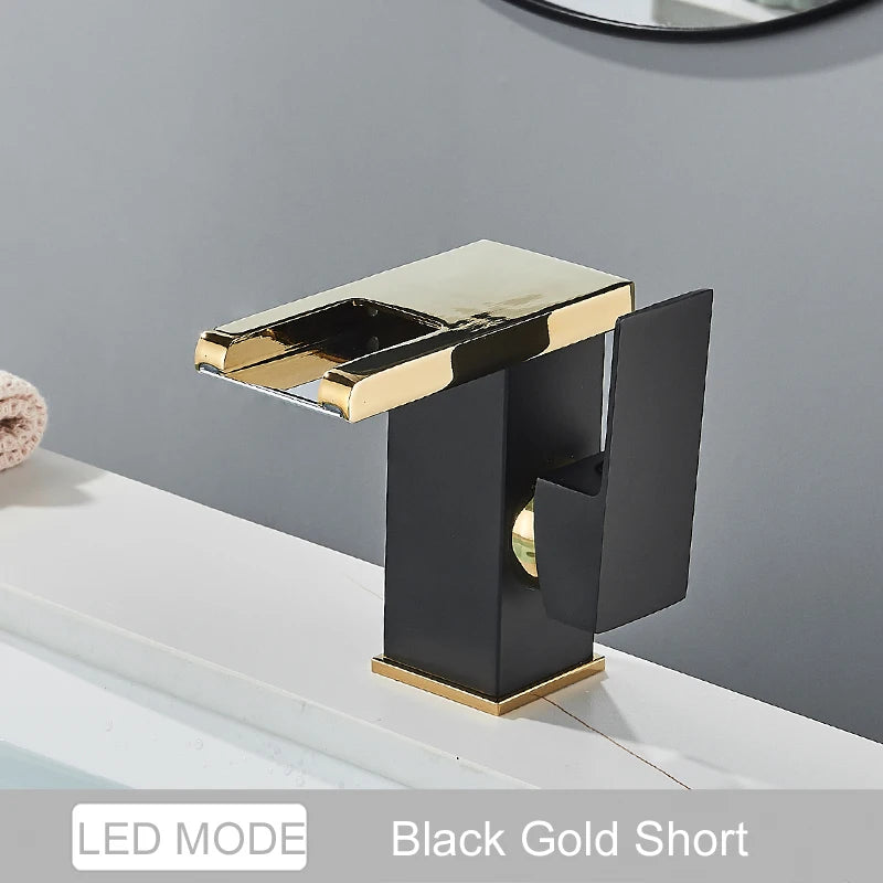 Luxury Led Color Changing Waterfall Basin Sink Faucet