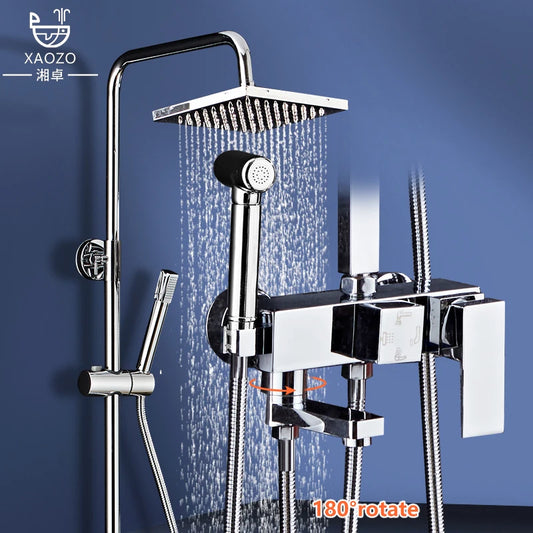 Bathroom Shower Black/Chrome Plated Circular Copper Pressure