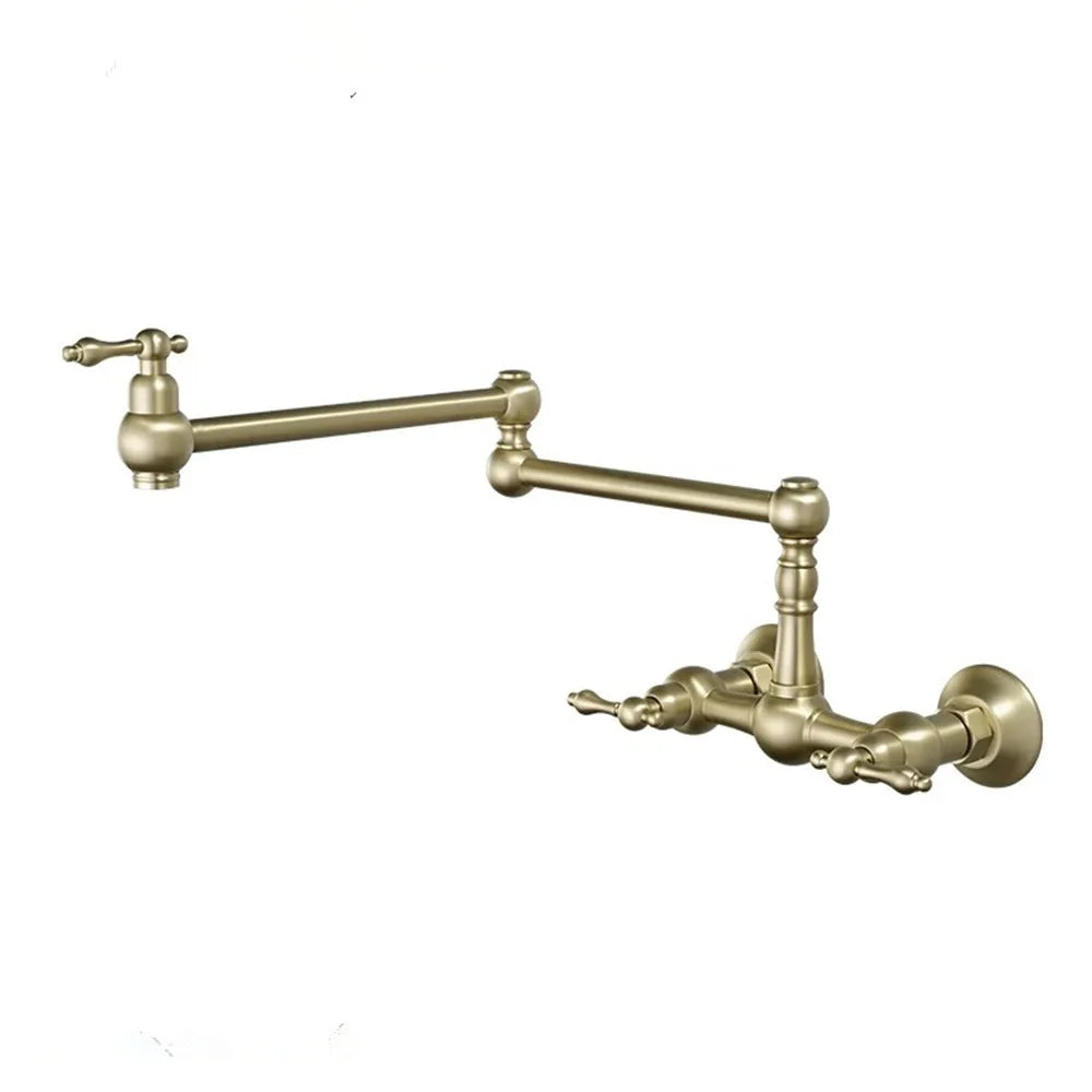 Brushed Gold Pot Filler Tap Black Foldable Faucet