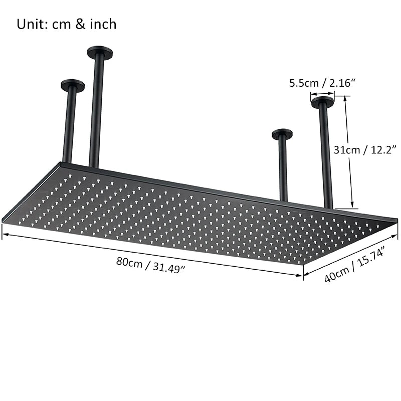 Luxury Brushed Nickel/Chrome/Black Led 16inch Rainfall Shower