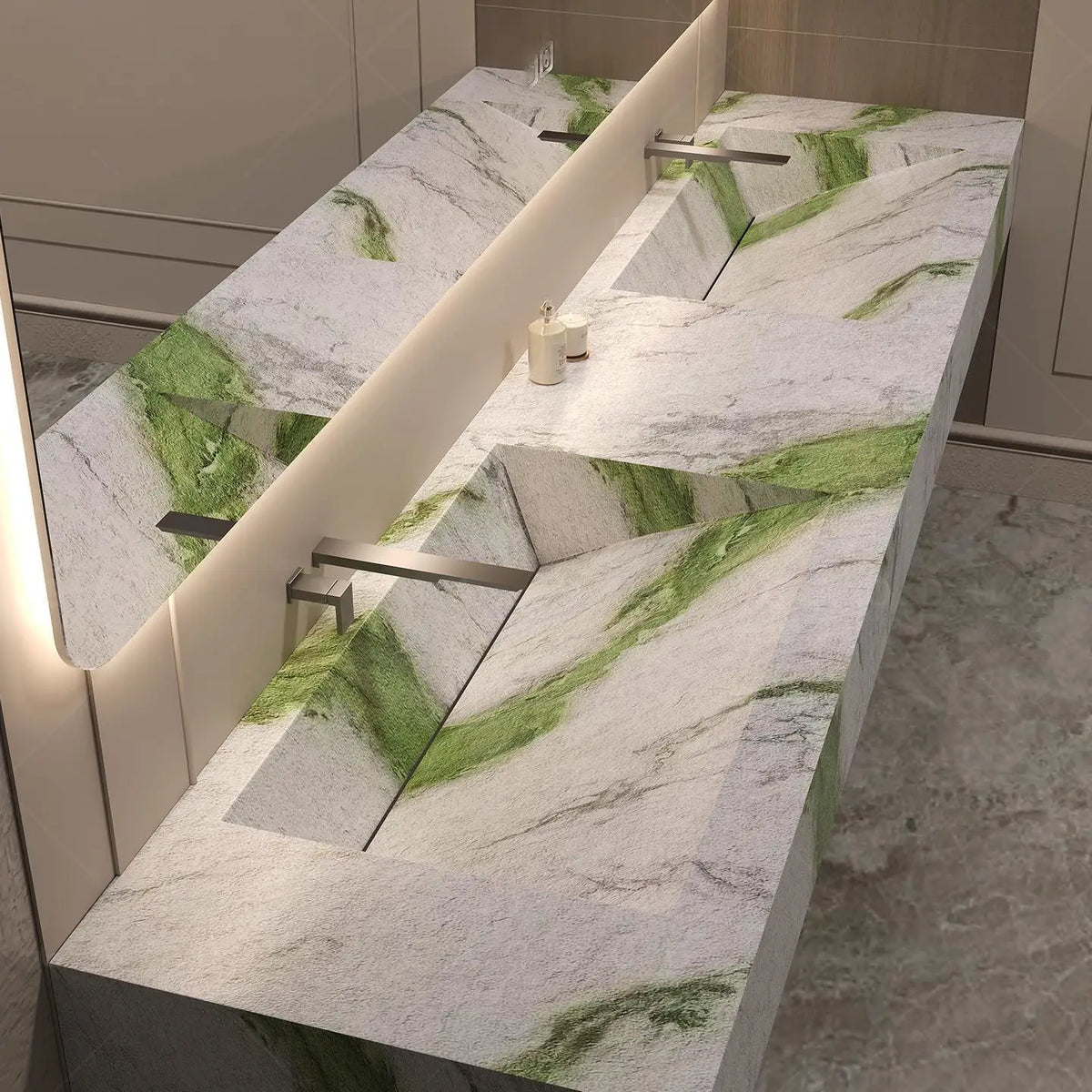Any Size Custom Marble Seamless Stone Vanity Customizable
