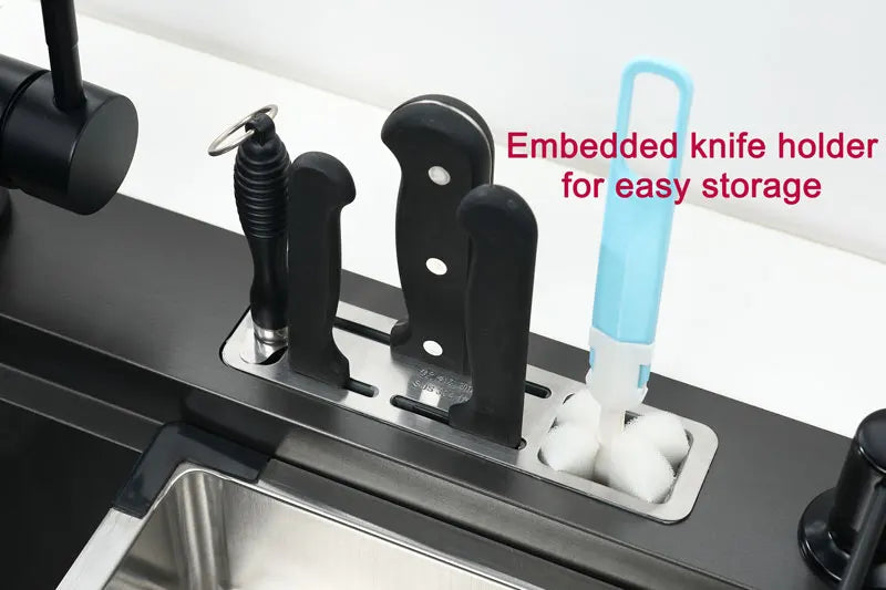 High Low Sink Water-Saving Design Matte Black Knife