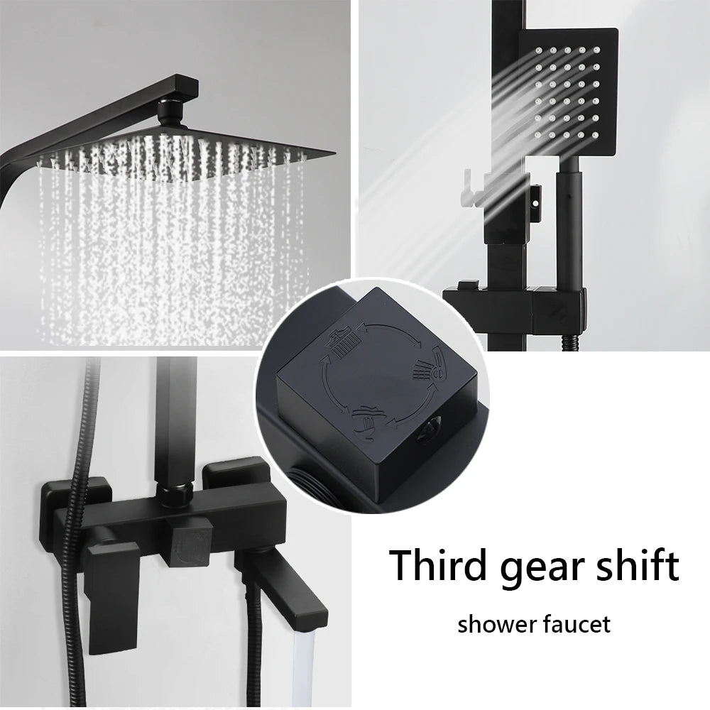 Sinlaku Rainfall Bathroom Shower Faucet Rack Shelf Bathtub