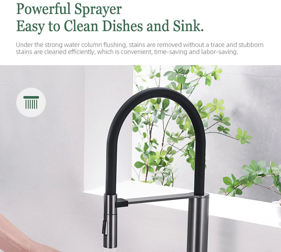 Faucet Gunmetal Flexible Pull Out Water Tap Nozzle