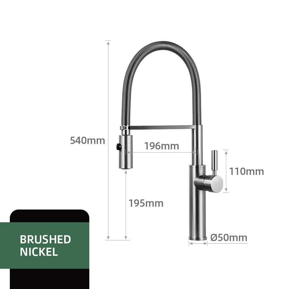Brushed Gold Faucets Handle Pull Out Mixer Cold