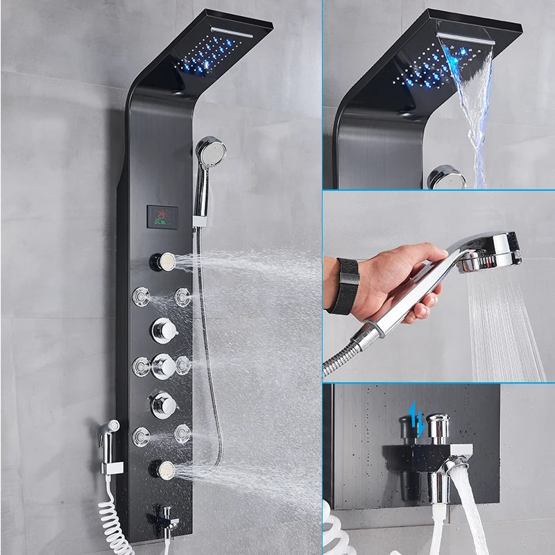 Bathroom Shower Panel Led Rainfall/Waterfall Shower Head