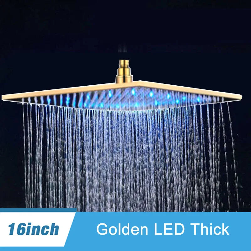 Luxury Brushed Nickel/Chrome/Black Led 16inch Rainfall Shower
