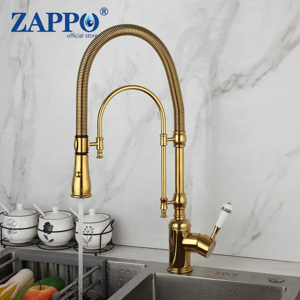 Zappo Gold Chrome Sink Faucet High Arc 360