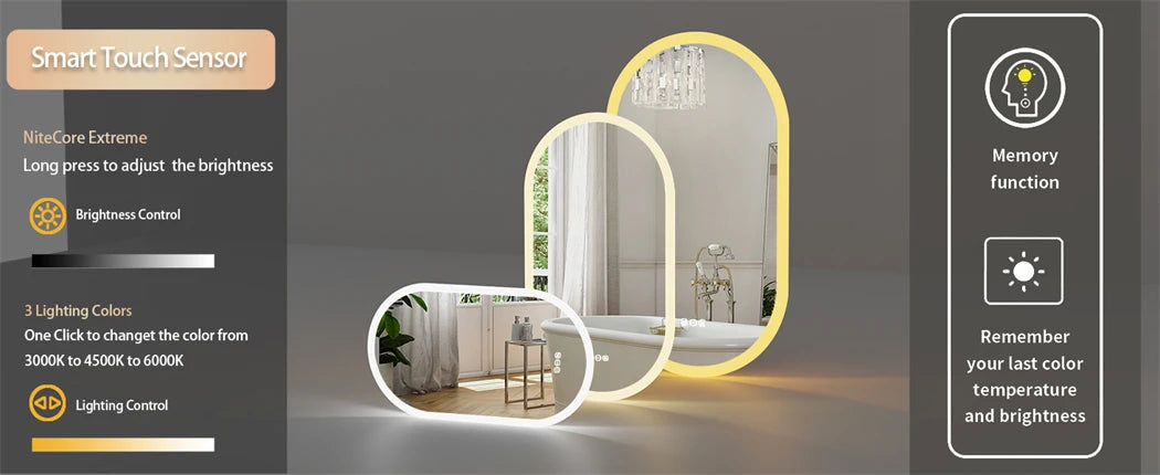 Oval Led Bathroom Mirror Smart Mirrors Dimmable Colors