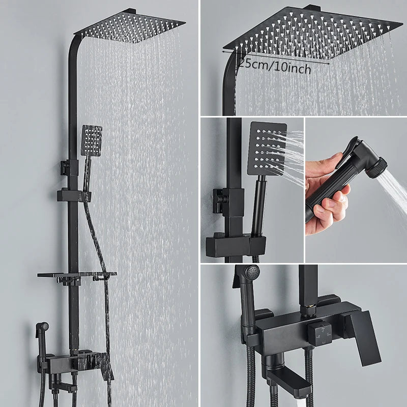 3/4-Way Shower Faucet Rainfall Shower Cold Water Mixer