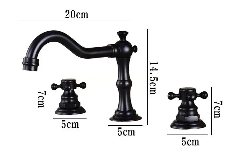 Zgrk Basin Faucet Black Brass Dual Handle Bathroom