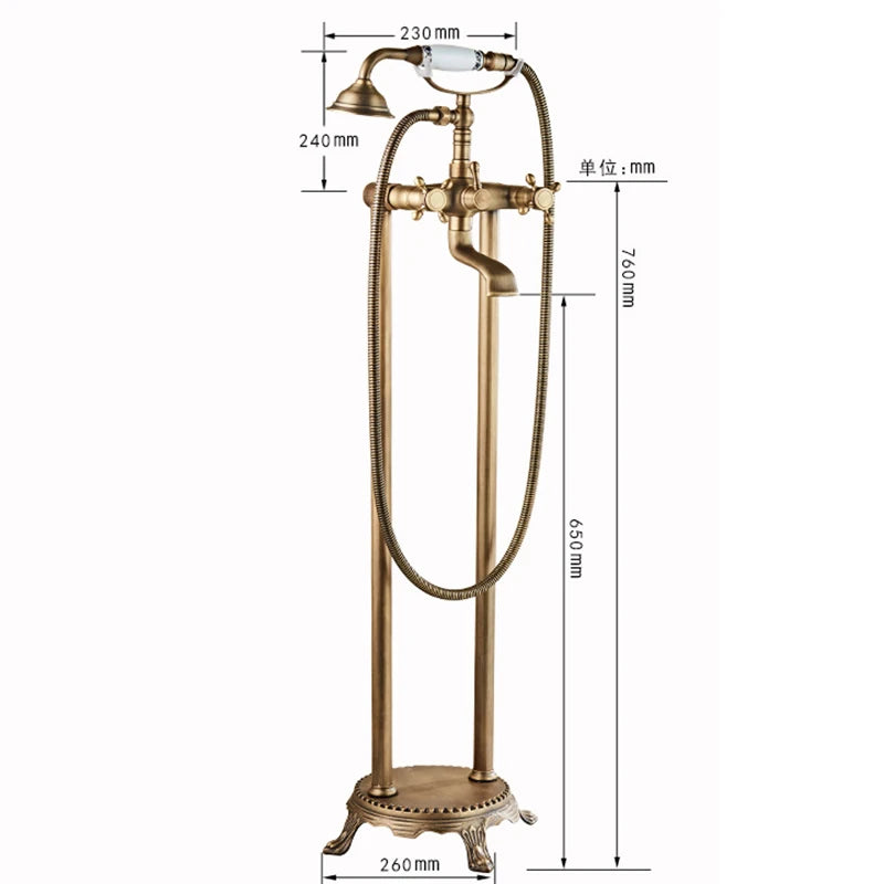 Brass Bathroom Faucet Bathtub Faucets 360 Rotation Floor