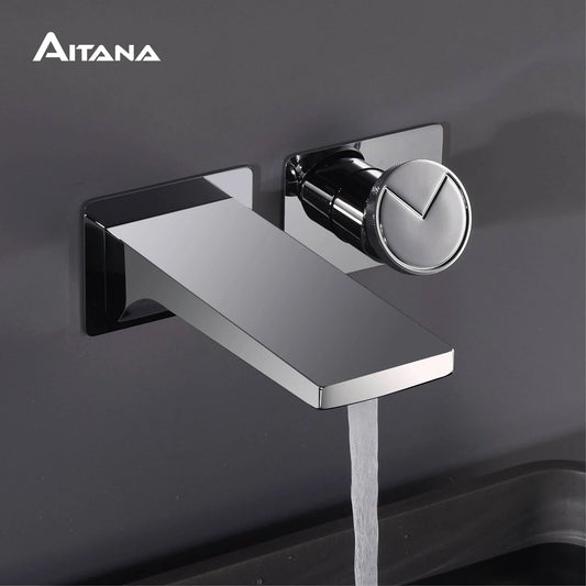 Luxury Brass Chrome Bathroom Faucet Wall Mounted Design