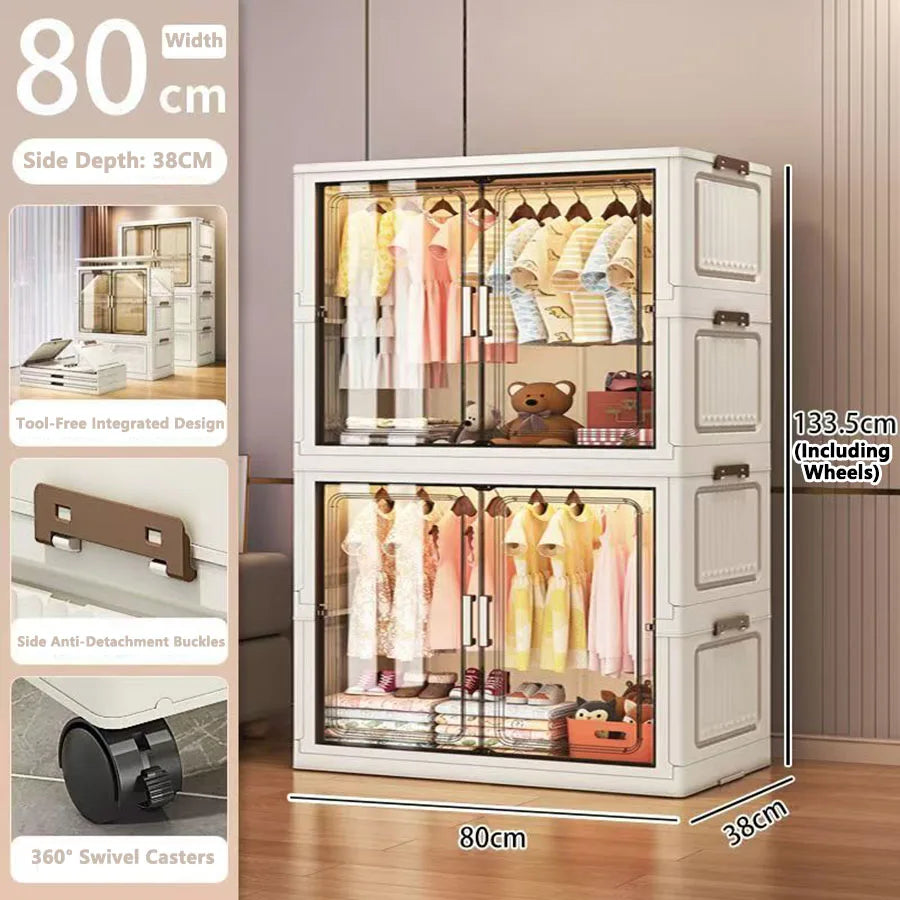 Multi-Functional Folding Storage Cabinet Doors White/Black/Gray