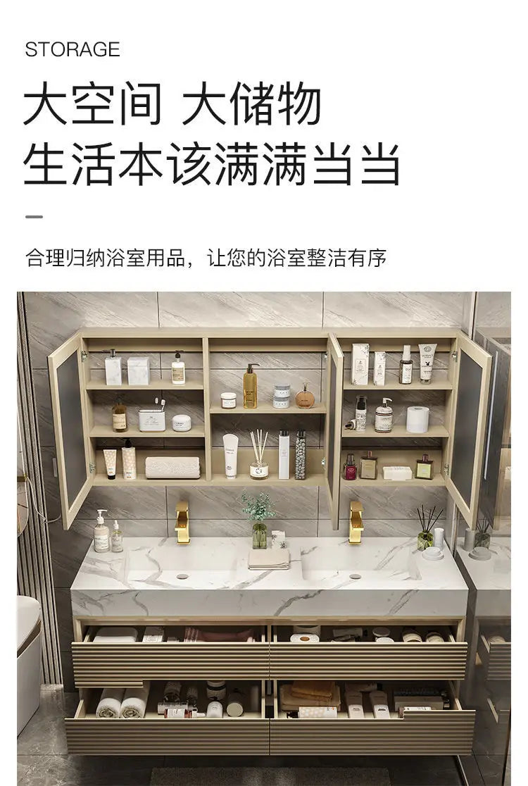 Light Luxury Bathroom Cabinet Rock Plate Washstand Modern