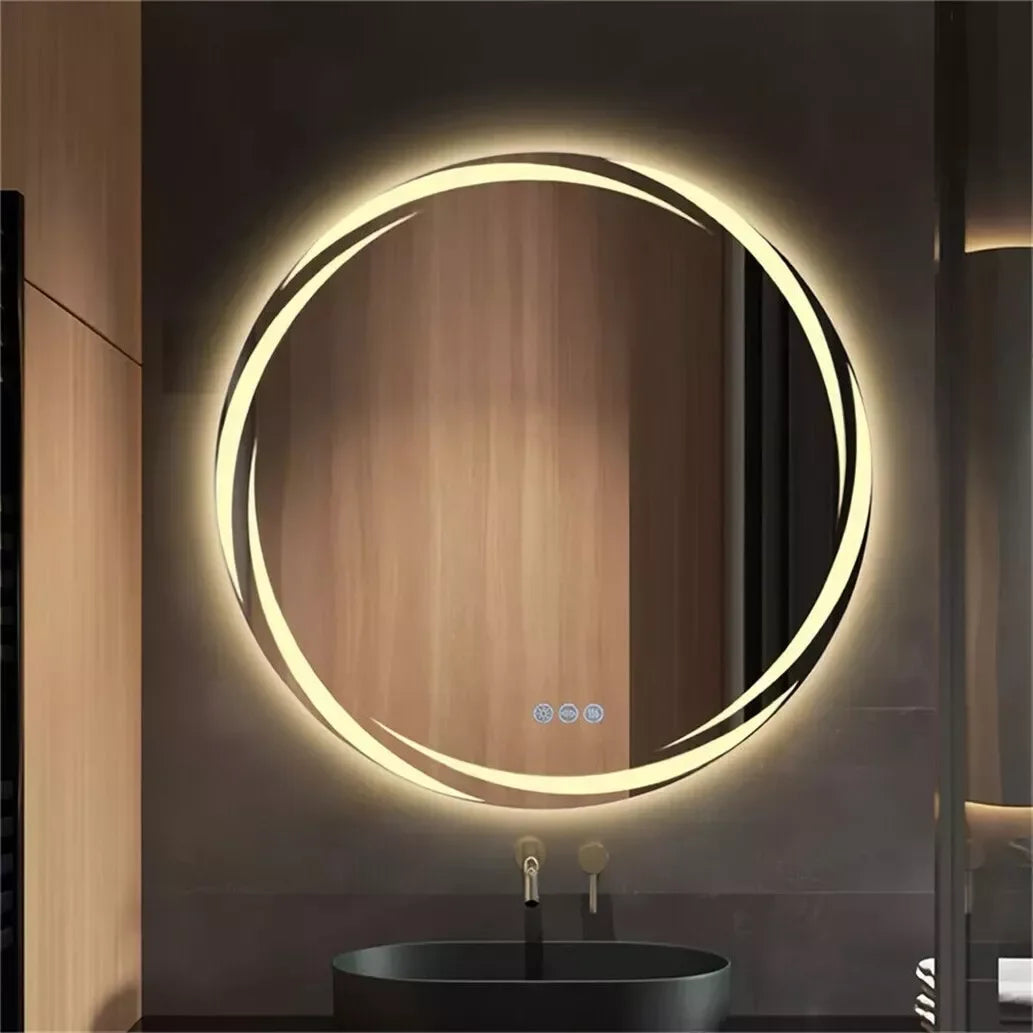 Luvodi Modern Led Bathroom Wall Mirror Circle Backlight