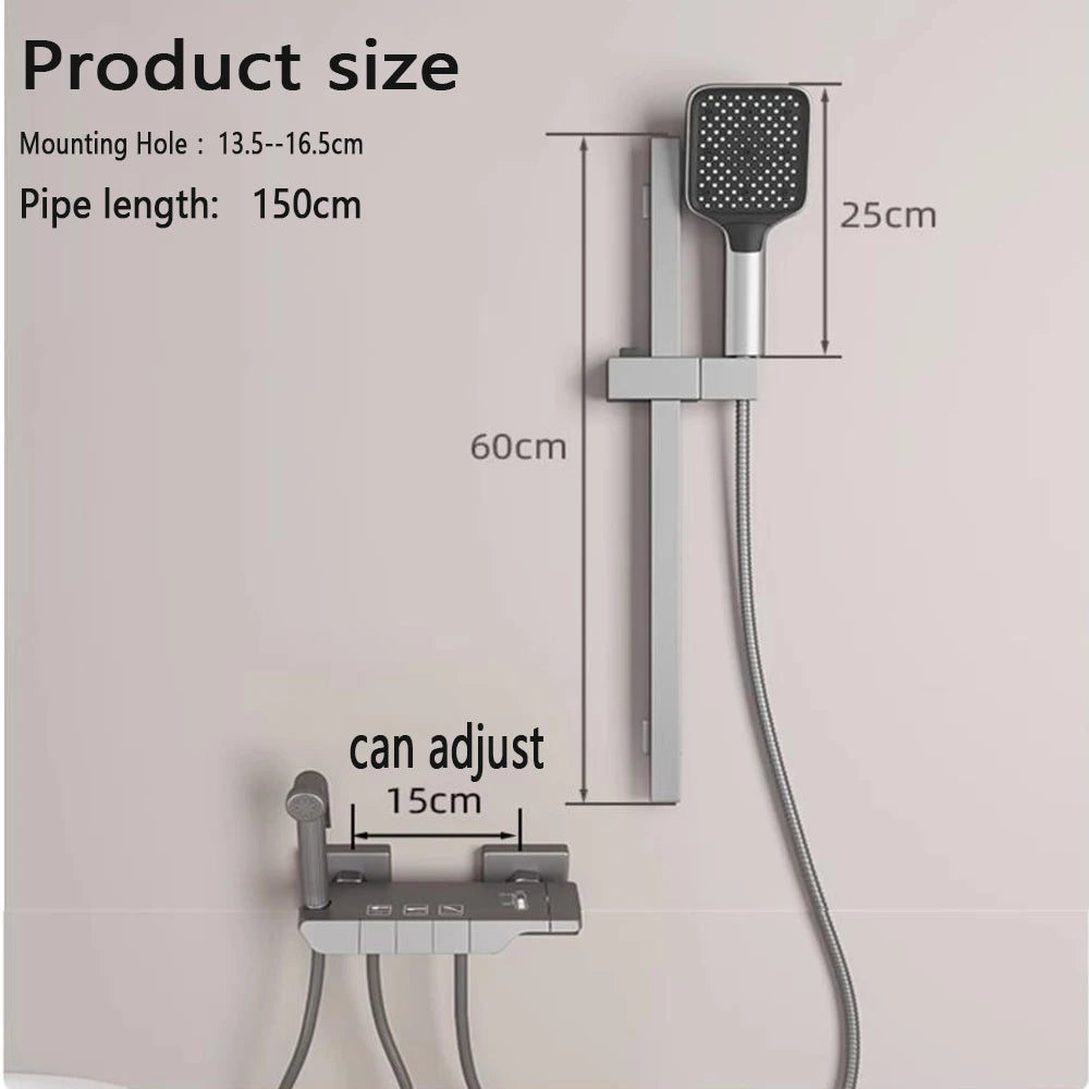 Wall Mounted Bathtub Faucet Multi-Functional Brass Body Height