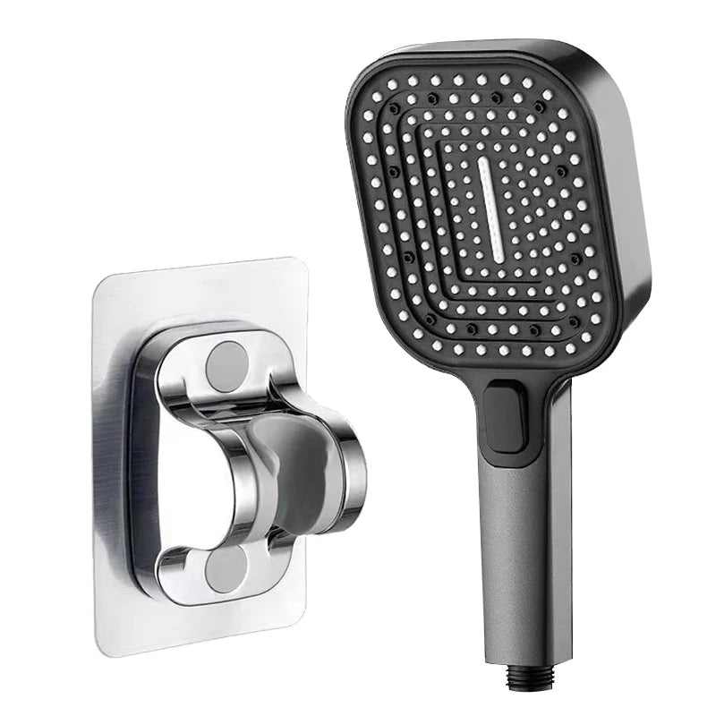 Square 3-Mode Pressurized Shower Head Large Panel Bathroom