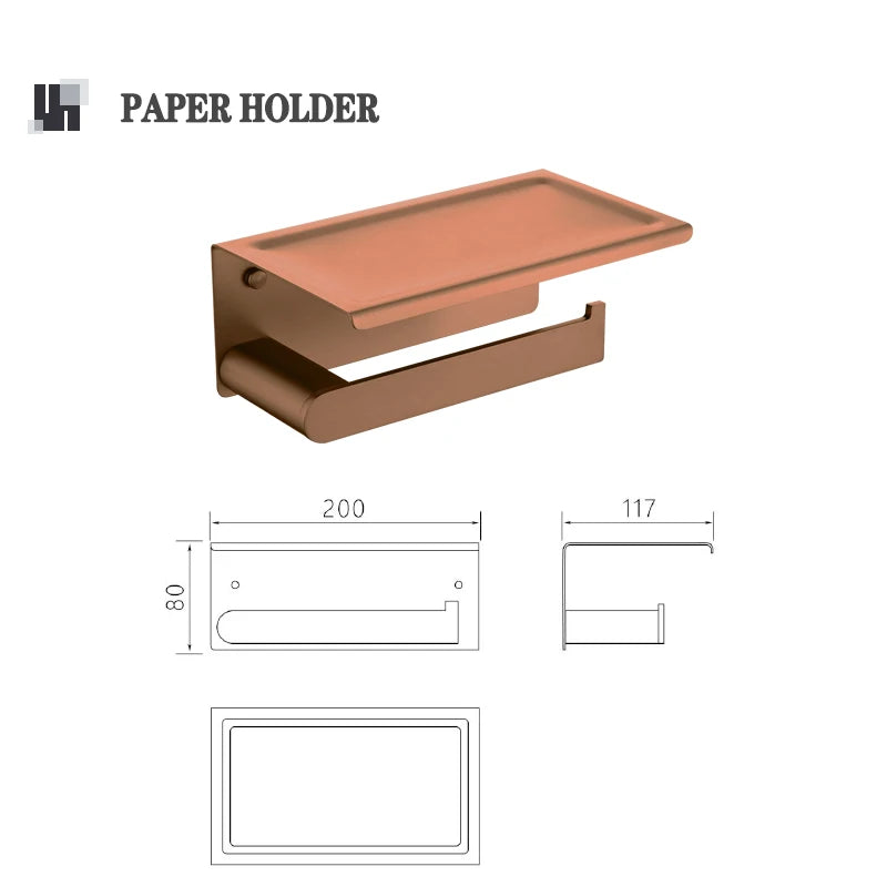 Rose Gold Bathroom Wall Mount Shelf Toilet Bath