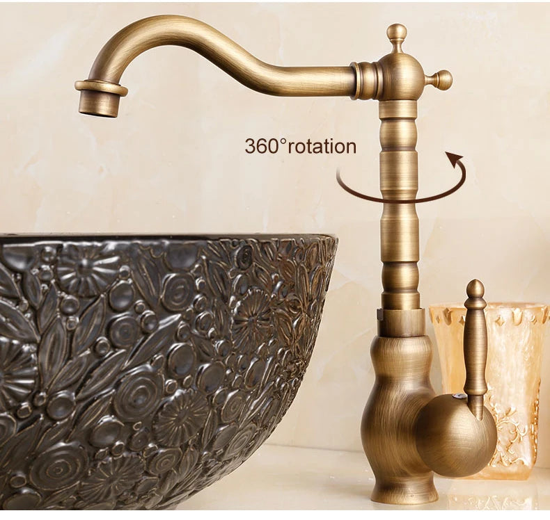 Bathroom Sink Faucet Antique Bronze Vessel Basin Faucet