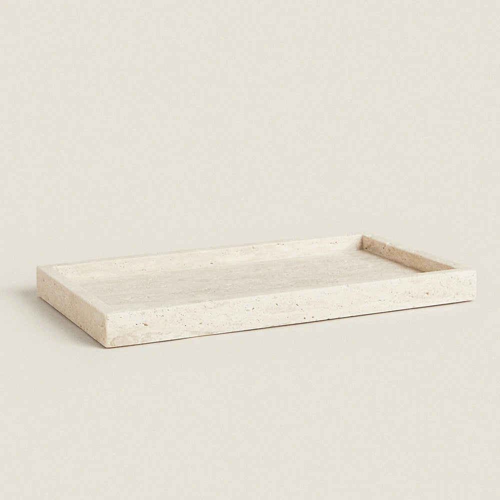 Travertine Stone Bathroom Vanity Tray Cosmetic Perfume Natural