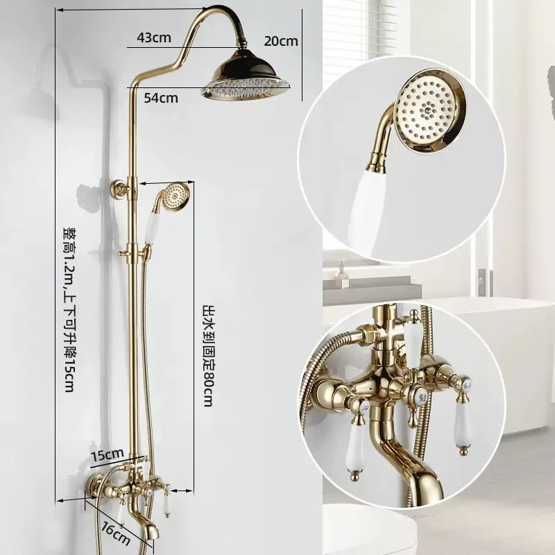 Vintage French Style Dual Handle Tub Faucet Shower