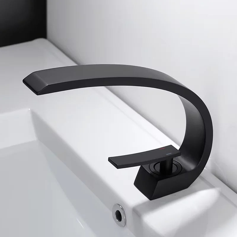 Brass Core Modern Bathroom Sink Faucet Handle Deck