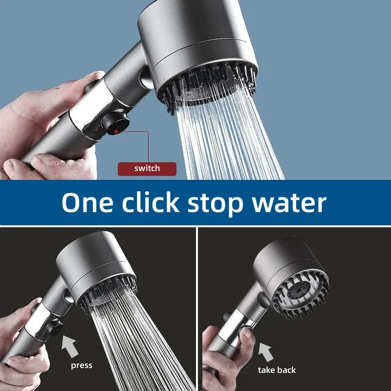 High-Pressure Shower Head 3-Mode Adjustable Spray Massage Brush