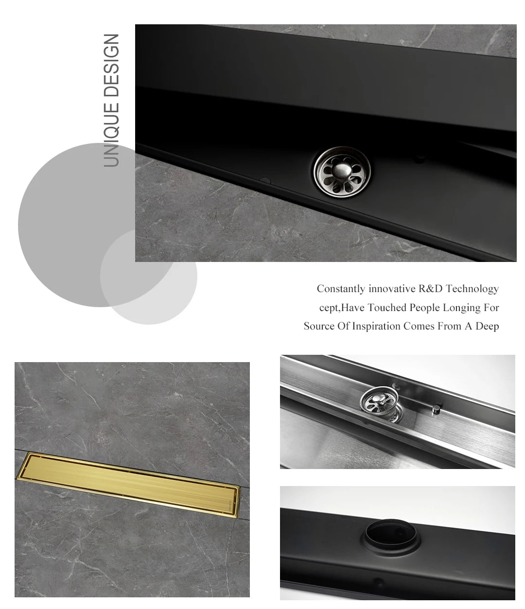 304 Stainless Steel Bathroom Drain Brushed Rose Gold