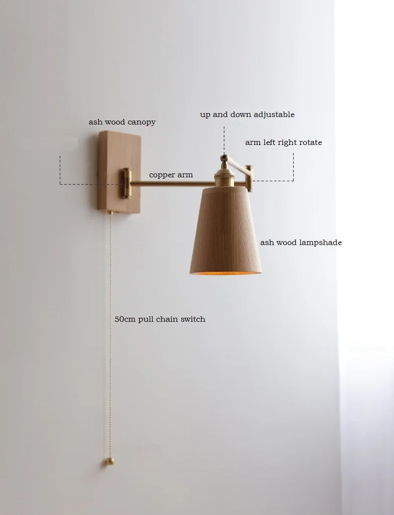 Iwhd Walnut Ash Wood Led Wall Lamp Sconce