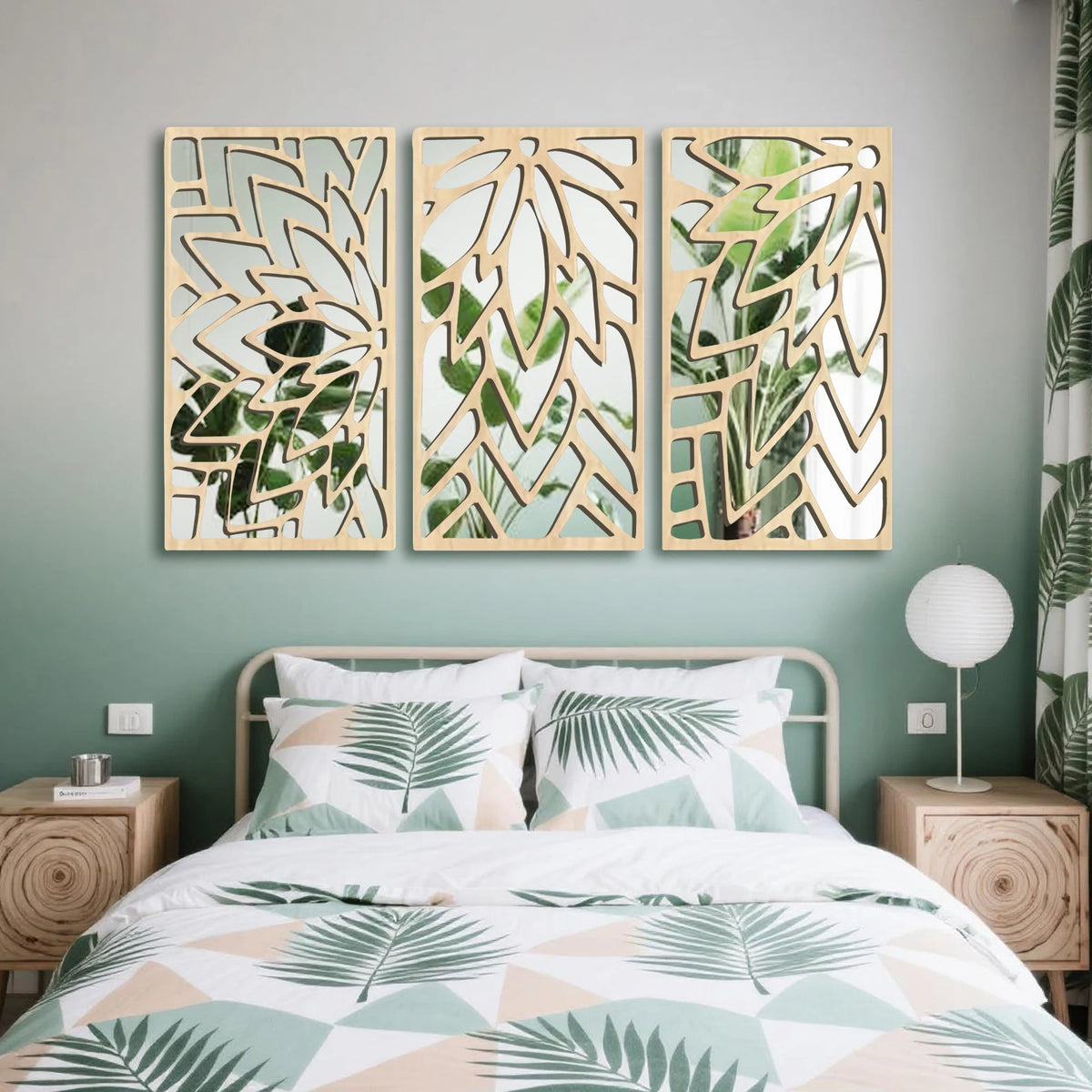 3pcs 2d 16in Wooden Acrylic Double-Layer Wall Mirror