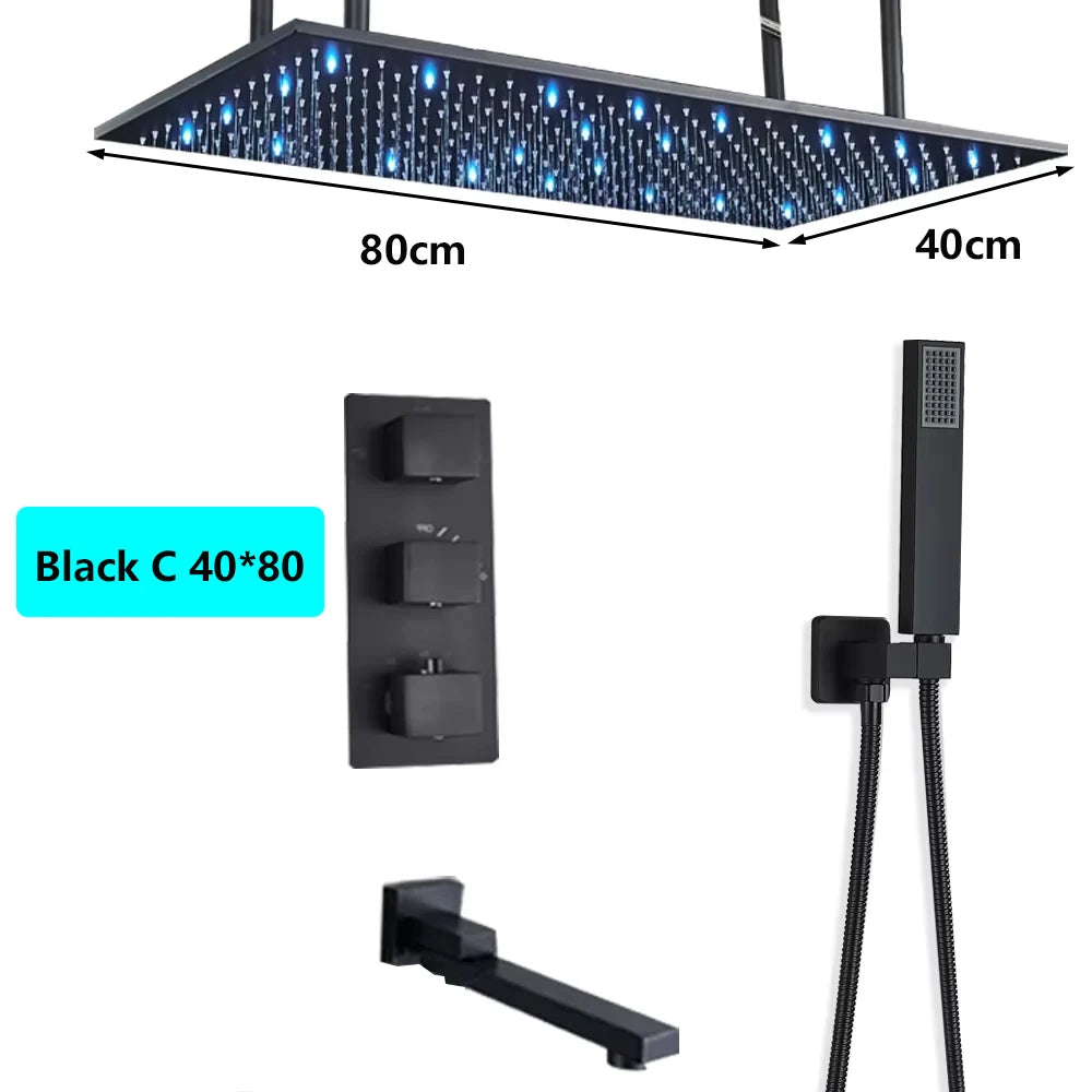 Luxury Thermostatic Shower Faucet Led Shower Sets Ceiling