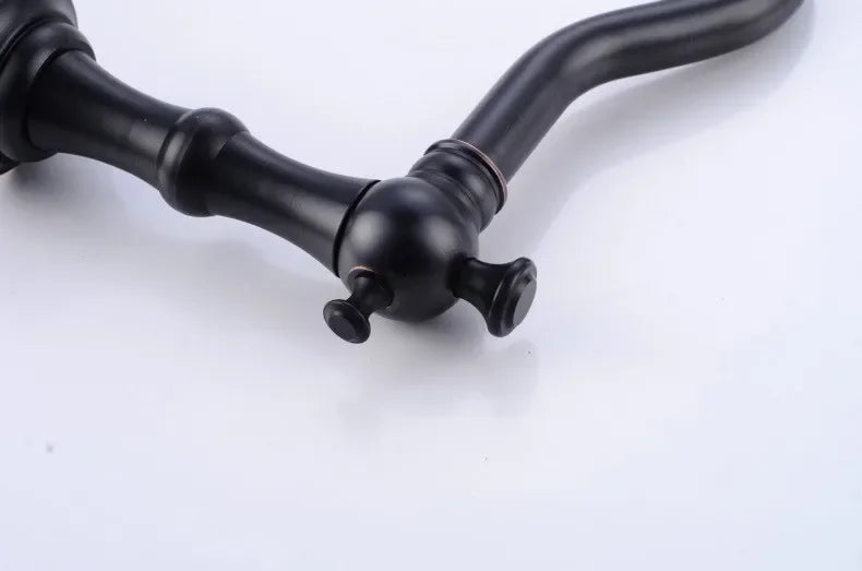 Zgrk Basin Faucet Black Brass Dual Handle Bathroom