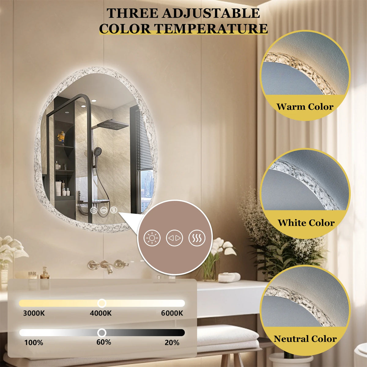 70/80/90cm Led Bathroom Mirror Lights Crystal Clear Glass