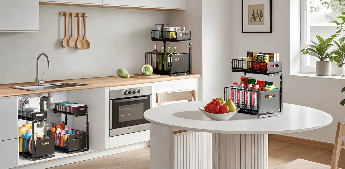 Layer Pull Out Cabinet Organizer Adjustable Storage Under-Sink