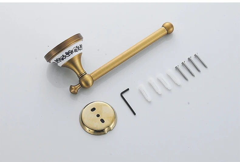 Antique Brass 2pc Bathroom Bronze Dispenser Towel Rod