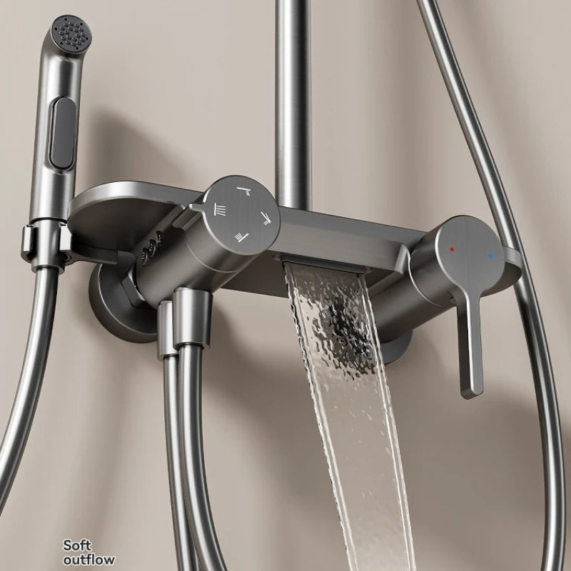 Four Ways Water Outlet Shower System Rainlfall Pressurized