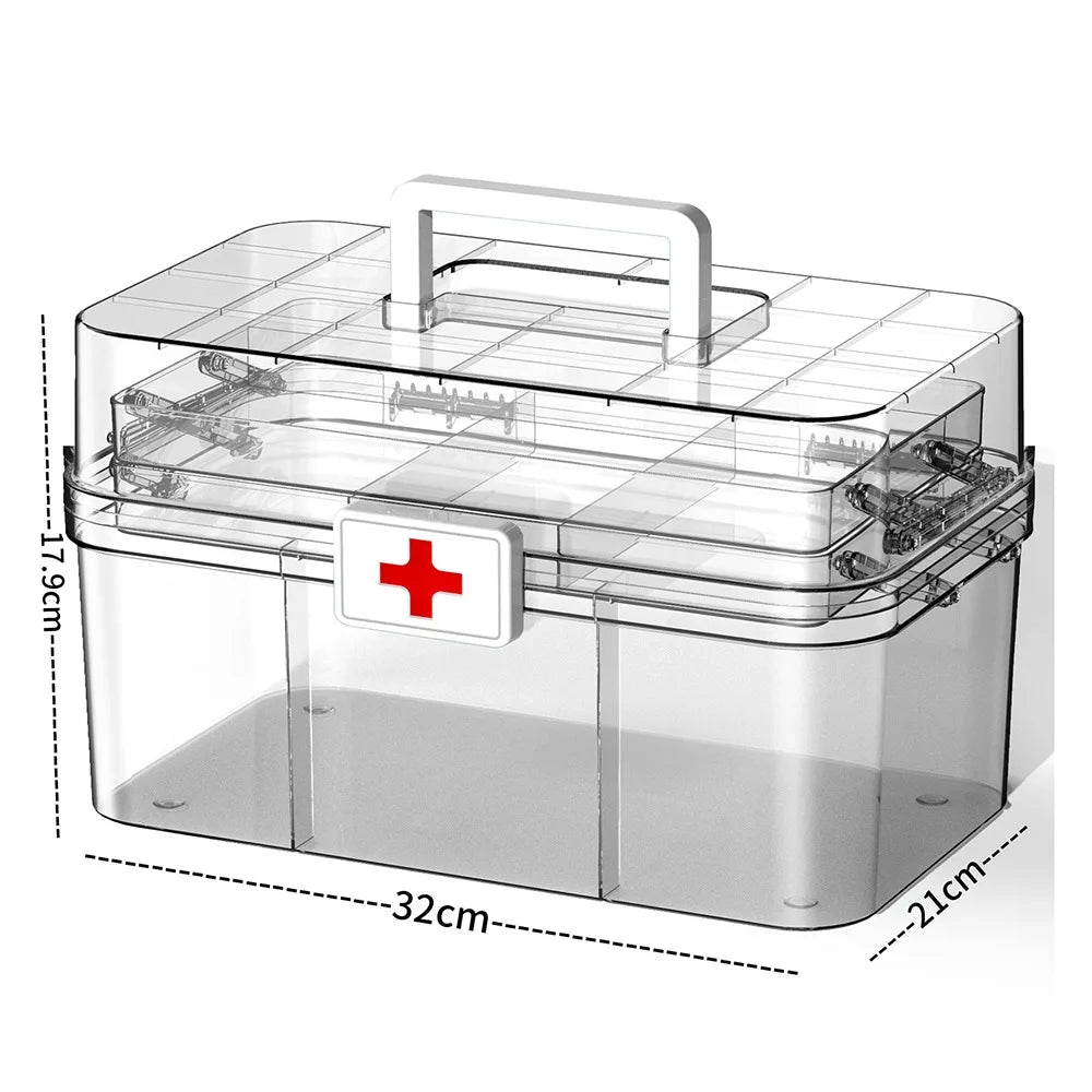 Plastic 3-Layers Medicine Box Sorting Storage Dustproof Drug