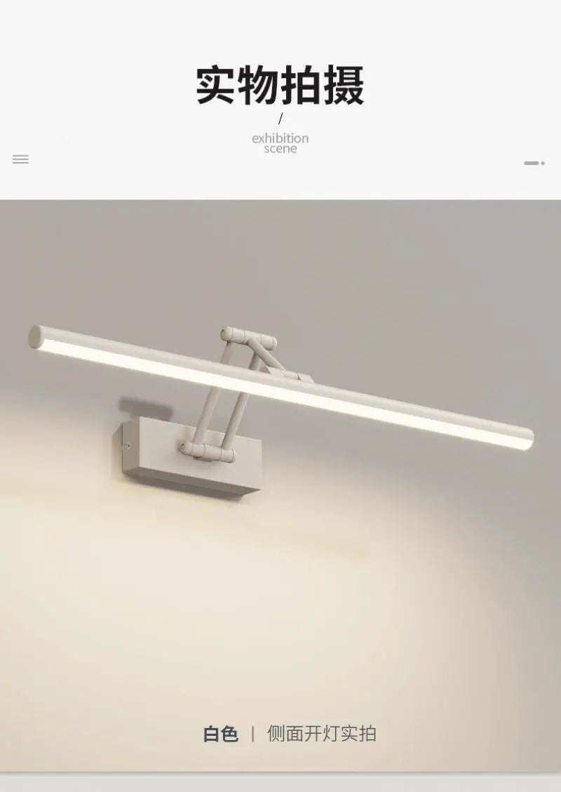 Modern Bathroom Mirror Wall Lamp Foldable Black/White Bedroom