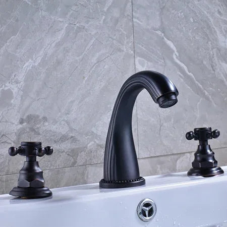 Basin Faucets 3pcs Antique Brass Classic Bathroom Sink