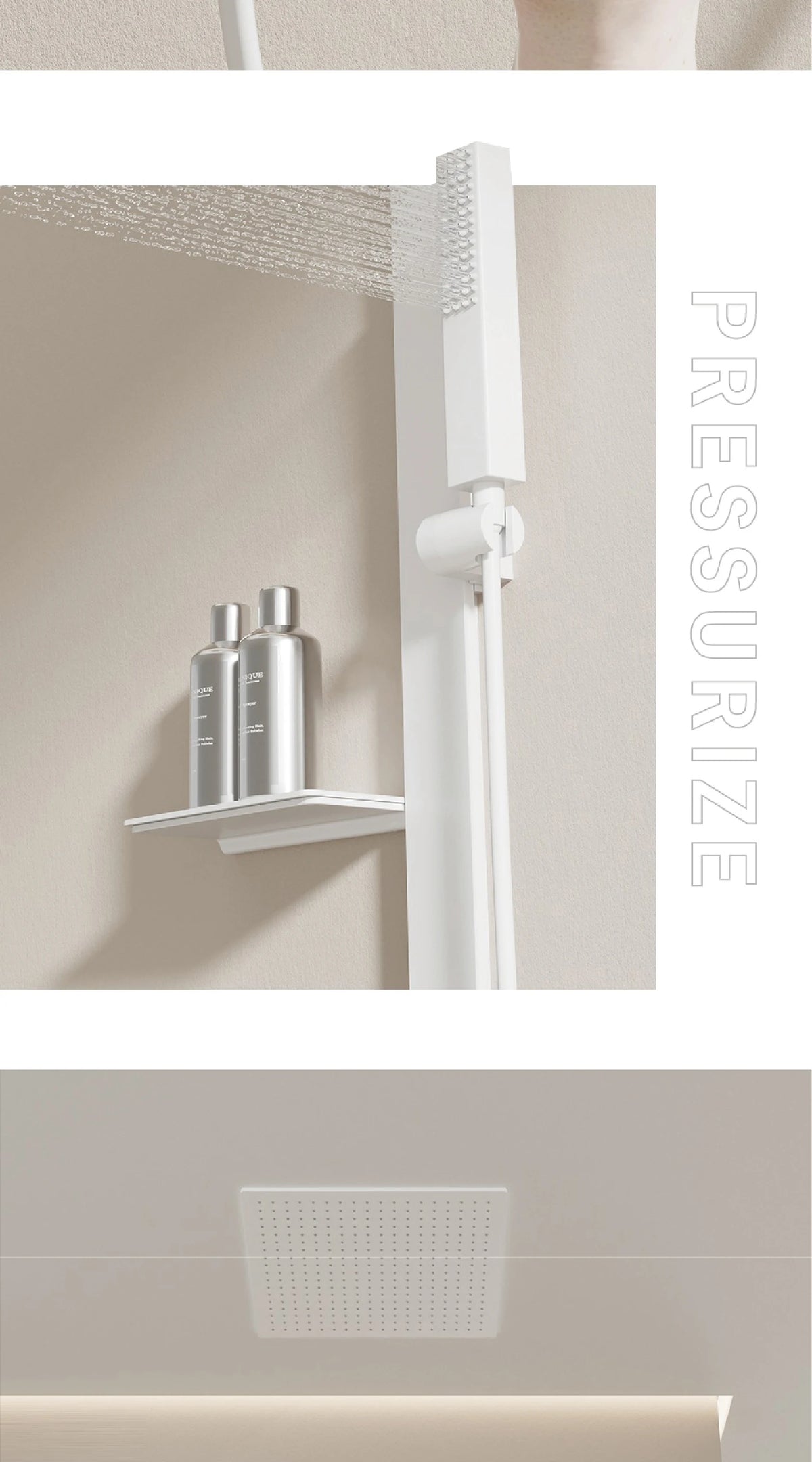 Luxury Ceiling Thermostatic Shower System Black Brass Function