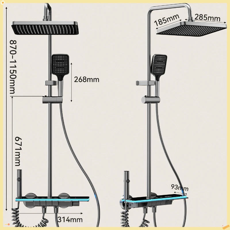 Grey Shower System Ambient Light Intelligent Digital Shower